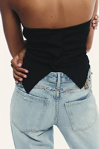 RUCHED KNIT HALTER TOP