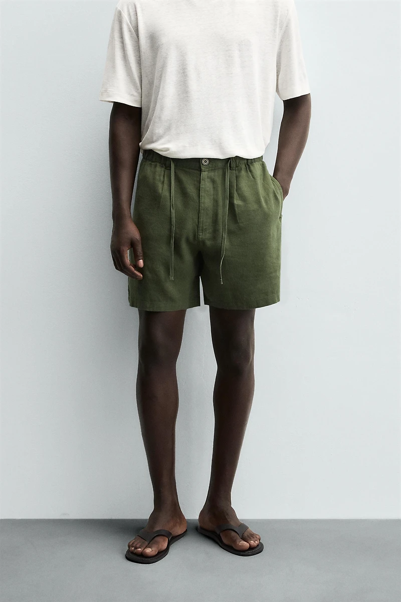LINEN BLEND SHORTS