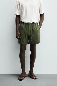 LINEN BLEND SHORTS