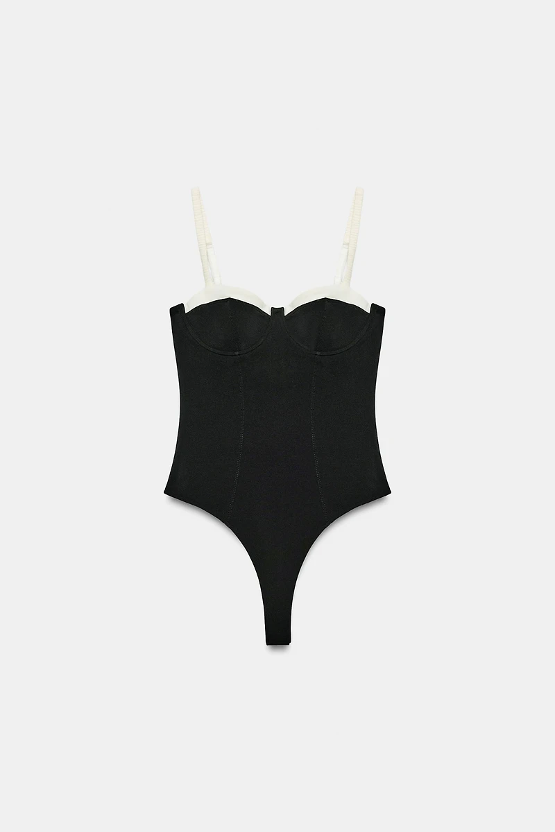 CONTRAST STRAPPY BODYSUIT