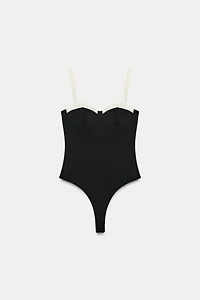 CONTRAST STRAPPY BODYSUIT