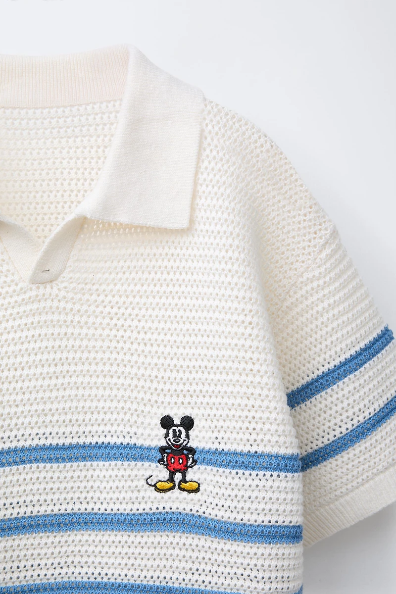 MICKEY MOUSE © DISNEY KNIT COTTON LINEN POLO SHIRT