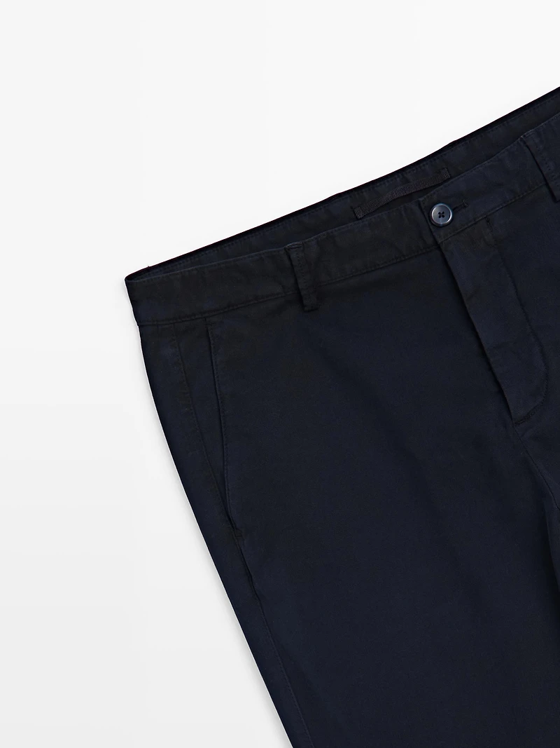 Slim-fit micro-textured trousers