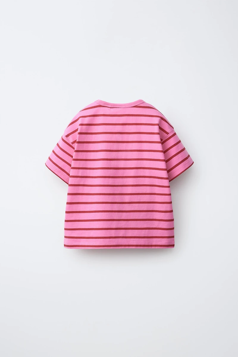 EMBROIDERED HEART STRIPED T-SHIRT