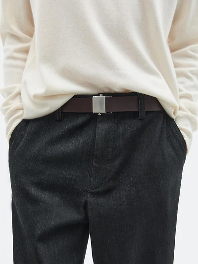 Nappa leather belt with buckle loop - LIMITED