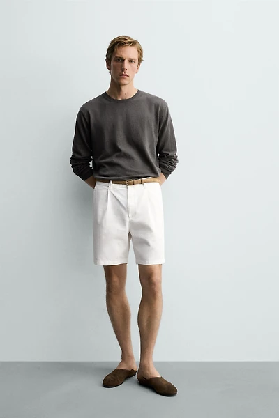 BERMUDA REGULAR FIT À PLIS