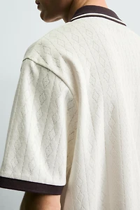 EMBROIDERED VERTICAL JACQUARD POLO