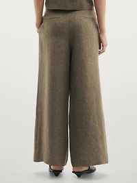 100% linen wide-leg trousers with darts