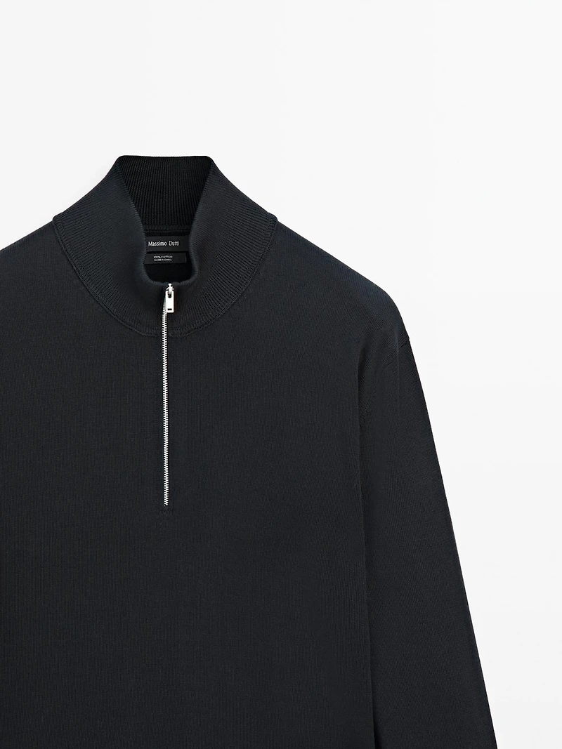 Pull en maille à col camionneur zipp