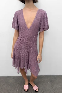 RUFFLED LACE DRESS