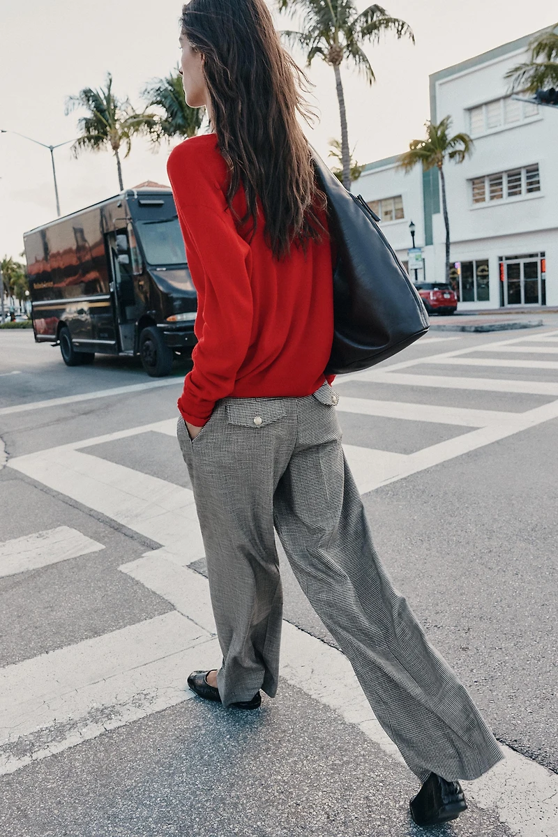 PANTALON LARGE PIED-DE-POULE