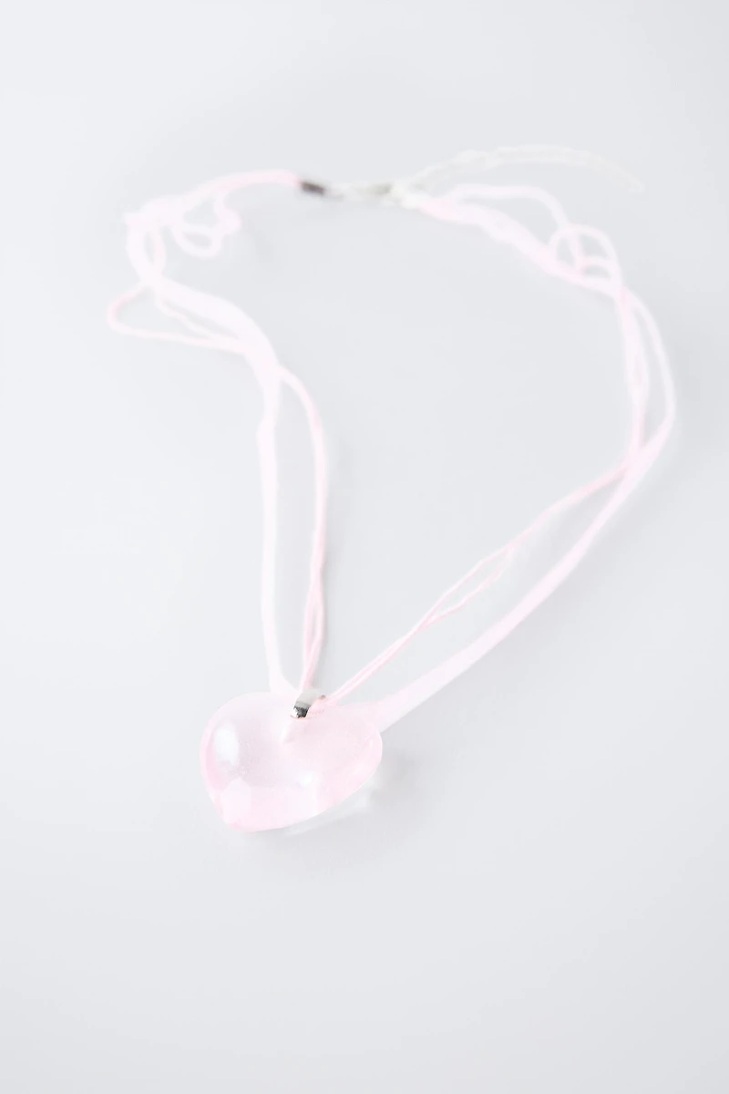 HEART ORGANZA CORD NECKLACE