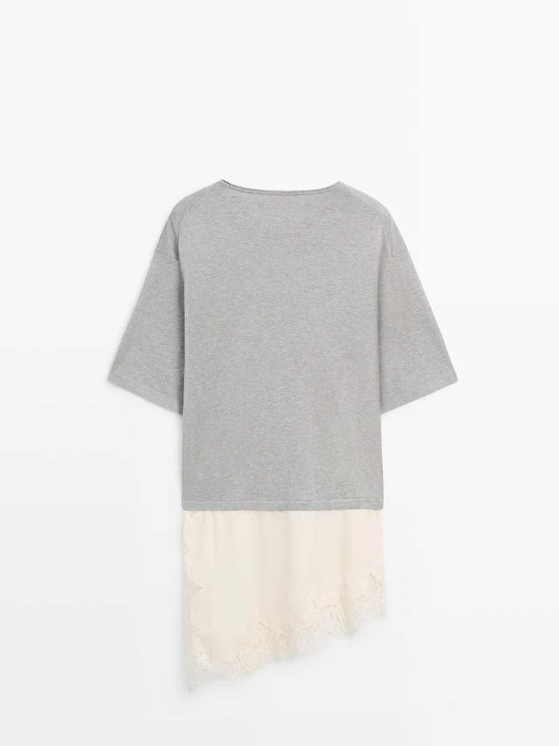 Pull combiné à dentelle