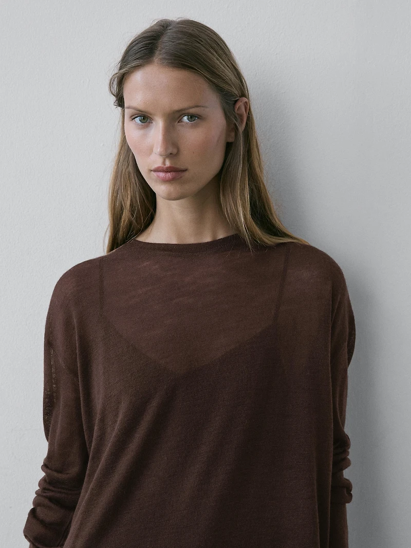 Long sleeve T-shirt with lace detail