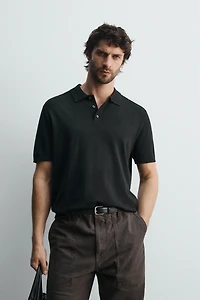 VISCOSE BLEND KNIT POLO SHIRT