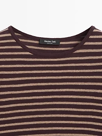 T-shirt manches longues à rayures en coton mélangé