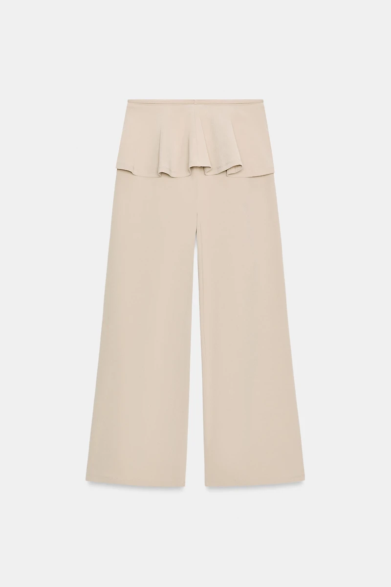 WIDE LEG PANTS WITH WAIST RUCHING