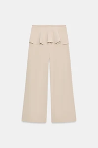 WIDE LEG PANTS WITH WAIST RUCHING