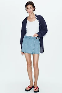 Z1975 WRAP DENIM SKORT WITH BUCKLE