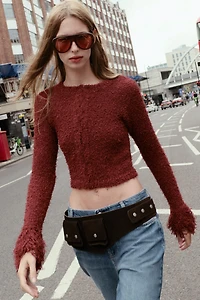FRINGED KNIT CARDIGAN