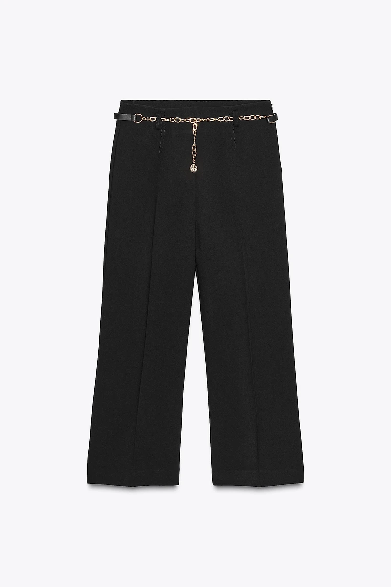 CHAIN BELT ANKLE PANTS