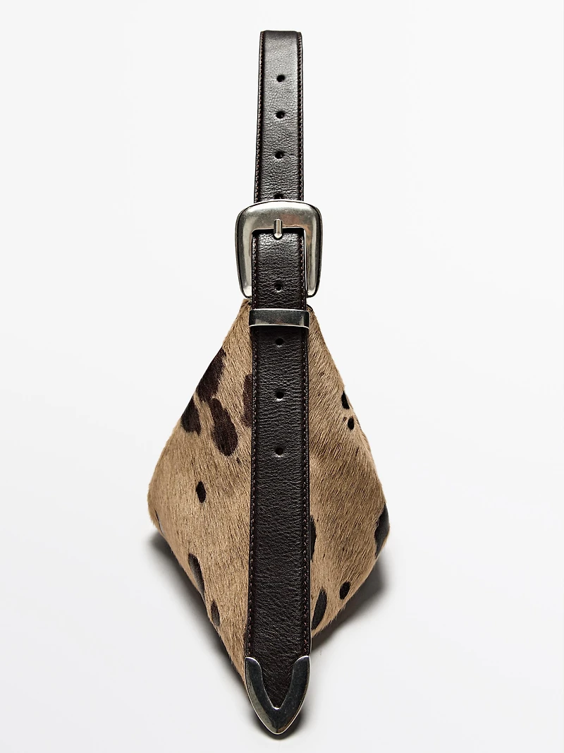 Animal print hair-on leather bag