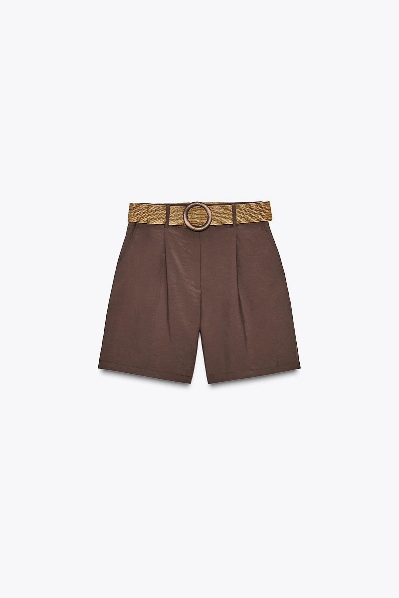 PLEATED BELT SHORTS