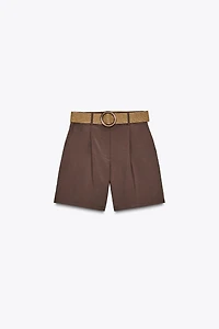 PLEATED BELT SHORTS