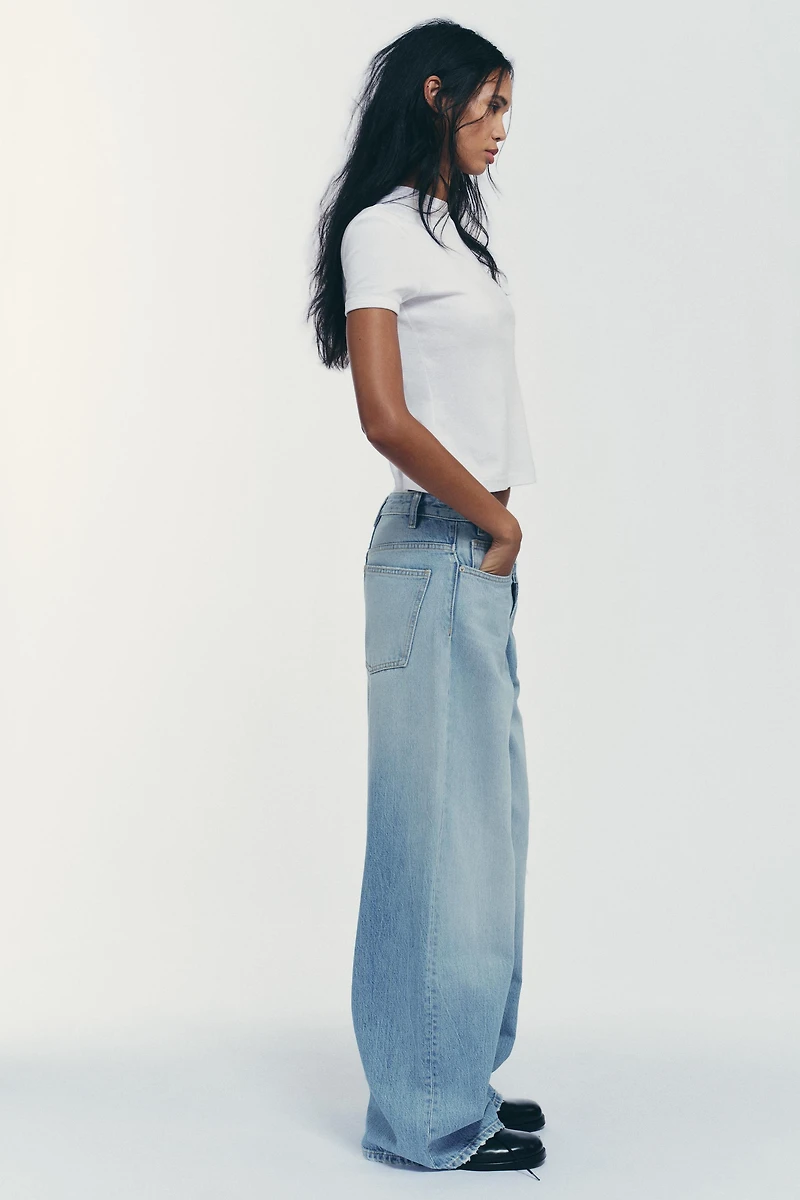TRF HIGH WAIST CROSSOVER WIDE LEG JEANS