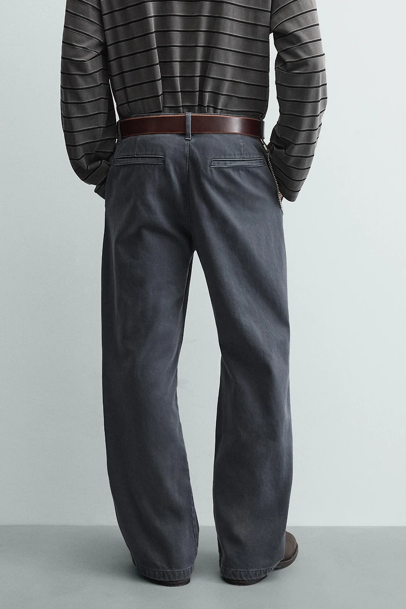 PANTALON STRUCTURÉ EN COTON LAVÉ