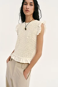 TOP EN MAILLE ET POINTELLE