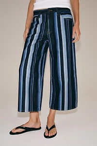 ZW COLLECTION MID-RISE STRIPED CULOTTE JEANS