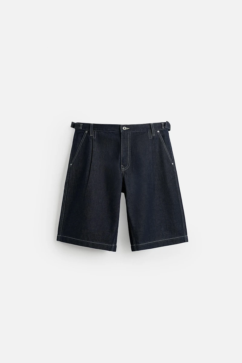 BELTED BAGGY FIT DENIM SHORTS