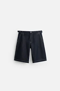 BELTED BAGGY FIT DENIM SHORTS