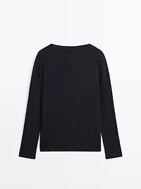 V-neck cable-knit sweater