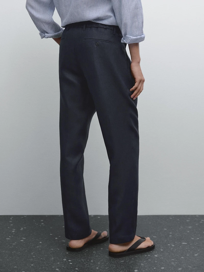 100% linen regular fit trousers
