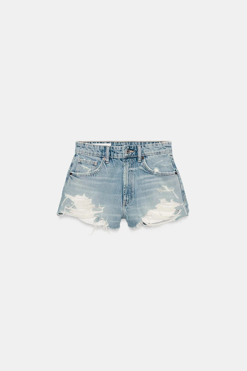 SHORT EN JEAN TRF TAILLE HAUTE DÉCHIRÉ