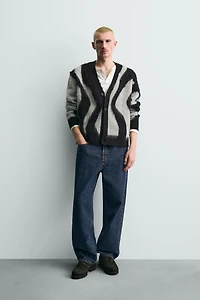 BRUSHED JACQUARD CARDIGAN