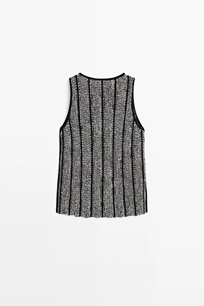 Cotton-blend flecked knit top
