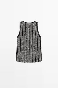 Cotton-blend flecked knit top