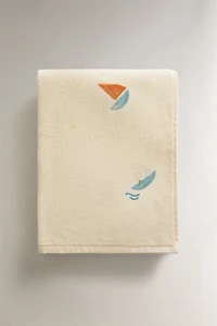 SERVIETTE ENFANT PLAGE VELOURS BATEAUX