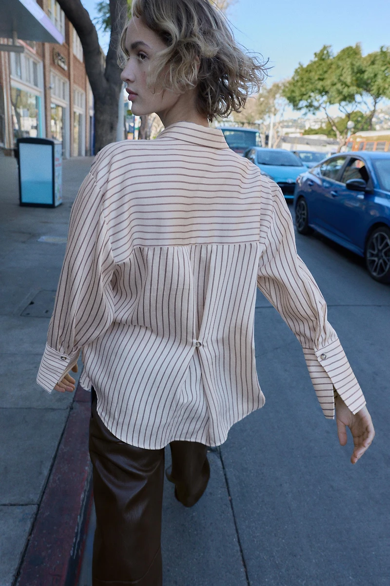 STRIPED SHIRT WITH WIDE CUFFS