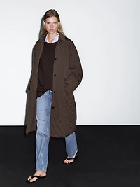 Long coat with corduroy detail