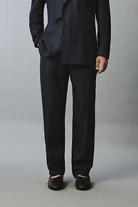 100% LINEN HERRINGBONE SUIT PANTS