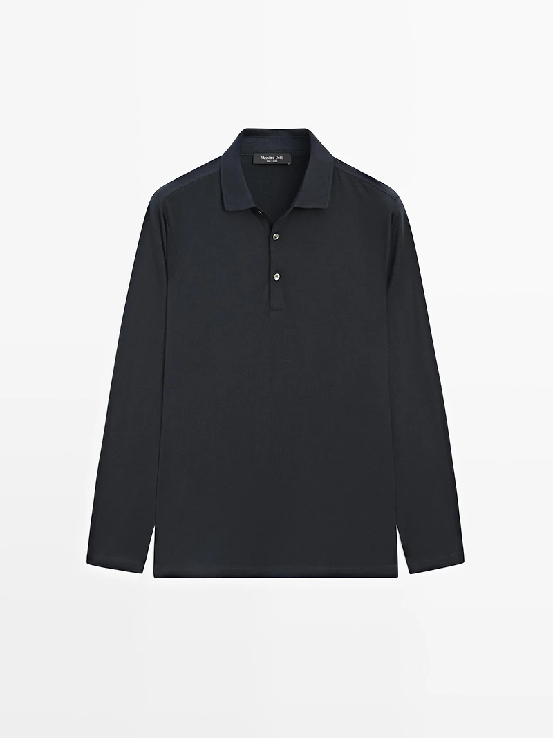 Pull polo en maille de laine mélangée