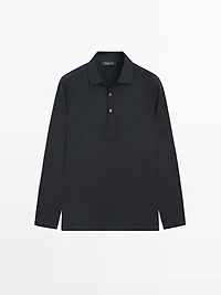 Pull polo en maille de laine mélangée