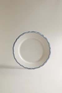 WAVY EARTHENWARE DESSERT PLATE WITH RIM