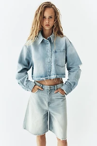 MID-RISE BAGGY DENIM SHORTS