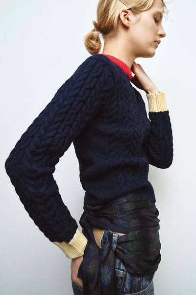 CABLE KNIT COLORBLOCK JUMPER