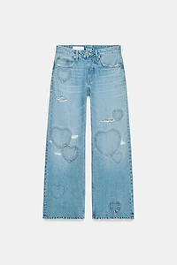 MID-RISE TRF BOYFRIEND JEANS WITH HEARTS